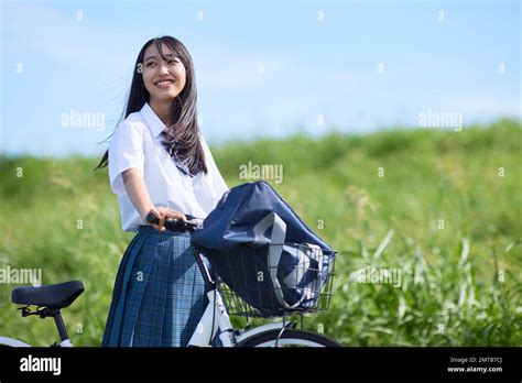 Japanese high school student portrait outdoors Stock Photo - Alamy