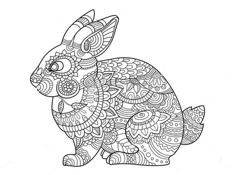 Winnie the pooh's basket of eggs. Rabbit zentangle coloring page | Bunny coloring pages ...