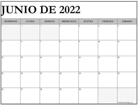 Calendario Del Mes De Junio 2022 Para Imprimir Imagesee