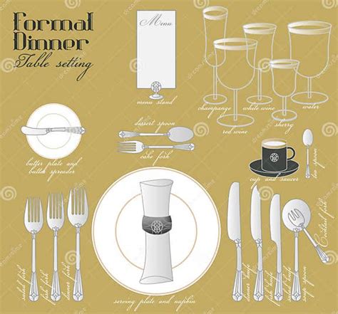 Formal Dinner Table Setting Stock Vector Illustration Of Dish Full