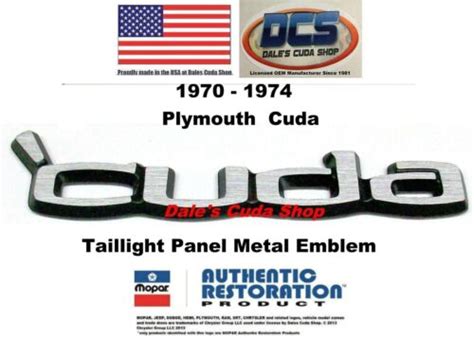 1970 1971 1972 1973 1974 Cuda Tail Panel Emblem 3570071 3446960 Made In