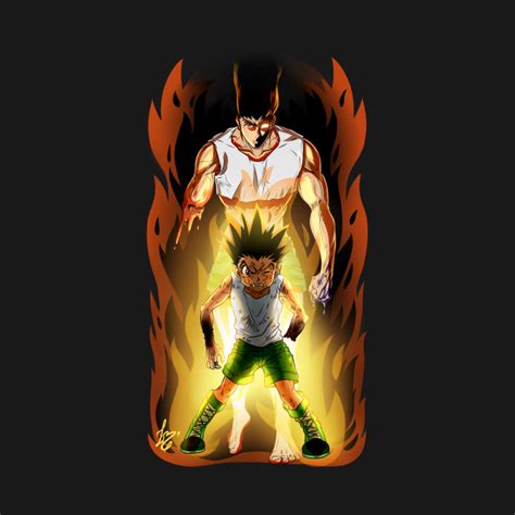 Gon charges up his nen creating an energy sphere in his hand that he'll use to deliver a strong punch to his opponents. Gon - Transformation - Gon Freecss - T-Shirt | TeePublic