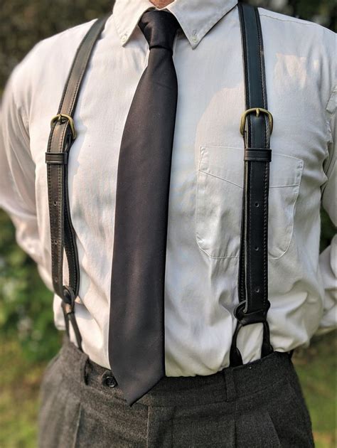 Men Suspenders Outfit Leather Suspenders Men Button Suspenders