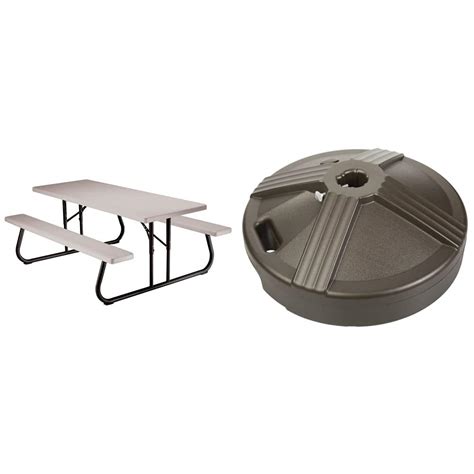 Mua Lifetime 22119 Folding Picnic Table 6 Feet Putty And Us Weight Fillable Umbrella Base Trên