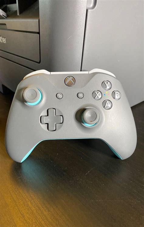 Xbox One Gray And Blue Wireless Controller Manette Xbox One Blue Grey