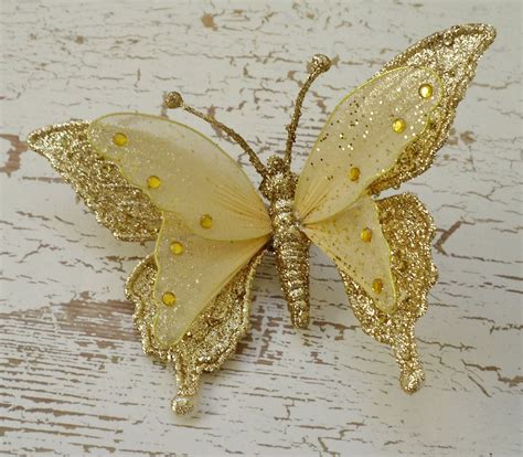 Feather Butterfly One Jumbo Gold Glitter Butterfly