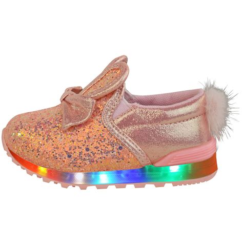 New Kids Girls Babies Led Light Up Trainers Strappy Sneakers Toddler
