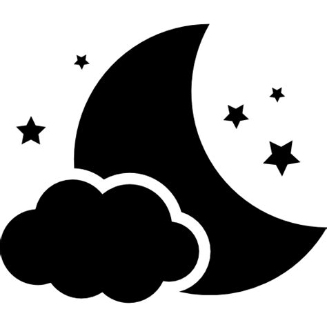 Símbolo De La Noche De La Luna Con Una Nube Y Las Estrellas Icono