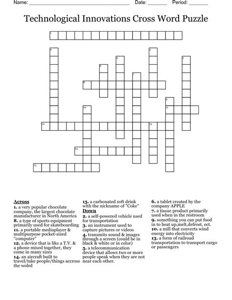 Technological Innovations Cross Word Puzzle Wordmint