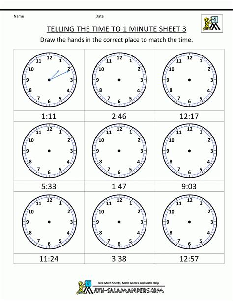 Telling Time Worksheets Oclock And Half Past Kindergarten Clock