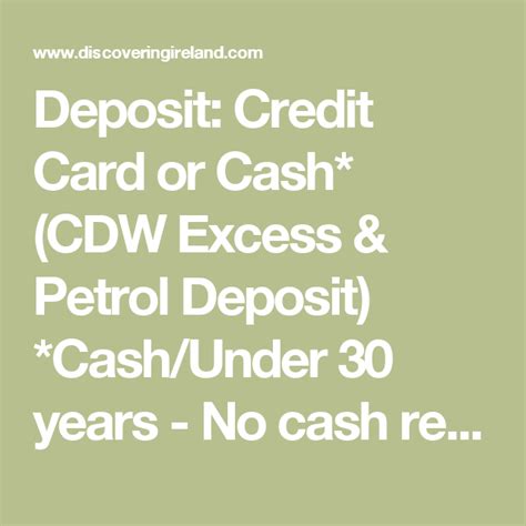 Basic, affordable car insurance for when things go wrong. Car rental Deposit: Credit Card or Cash* (CDW Excess & Petrol Deposit) *Cash/Under 30 years - No ...
