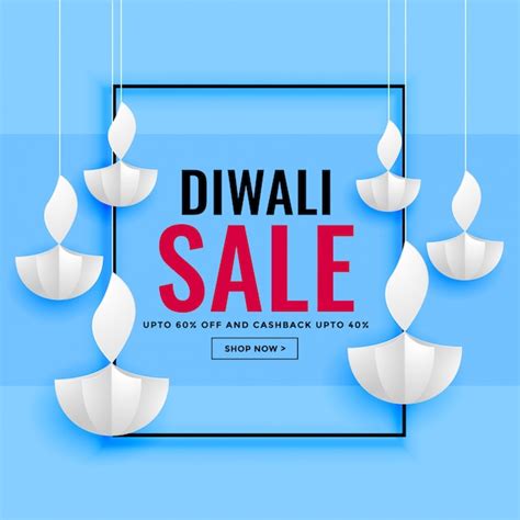 Free Vector Diwali Sale Banner With Paper Diya Design