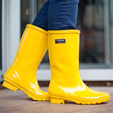 Emma Mid Yellow Womens Rain Boots Yellow Rain Boots Roma Boots
