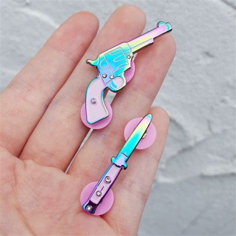 Image Of Rainbow Metal Weapon Pin Set Mermaid Pin Rainbow Metal