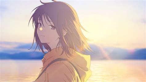 Download 1920x1080 Anime Girl Profile View Sunlight Sea