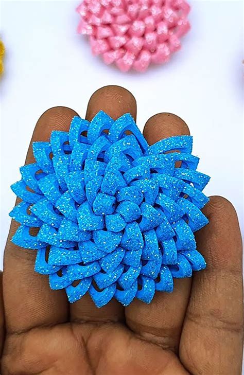 How To Make Glitter Foam Paper Flower Glitter Paper Crafts Handmade