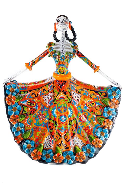 Traditional Catrina Style Colorful Folklore Dress By Forjaespanola