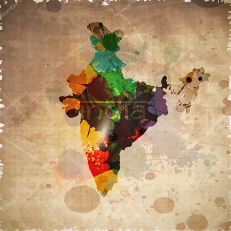 Republic Of India Map On Grungy Brown Background Eps 10 Stock Vector
