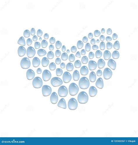 Heart Made From Water Drops On Surface Love Illustration Concept