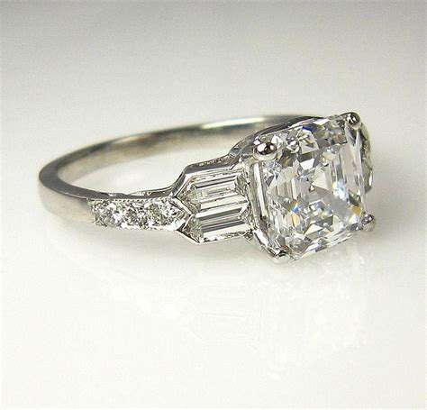 Gia Art Deco 2 53ct Antique Vintage Asscher Cut Diamond Engagement Ring Vintageengagementrings