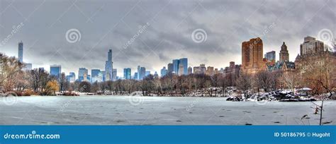 Central Park In Snow Manhattan New York City Stock Image Image Of