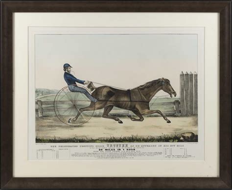 Lot Reproduction Currier And Ives Lithograph The Celebrated Trotting