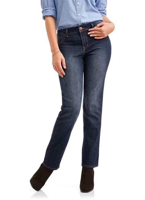 Women S Ultimate Stretch Straight Leg Inseam Jeans Walmart Com