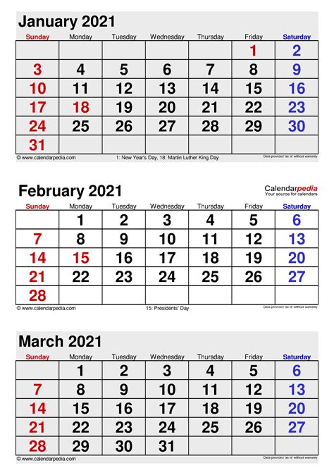 February 2021 Calendarpedia