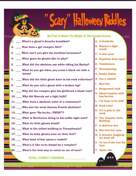 Halloween Riddle Game Halloween Party Game Printable Etsy