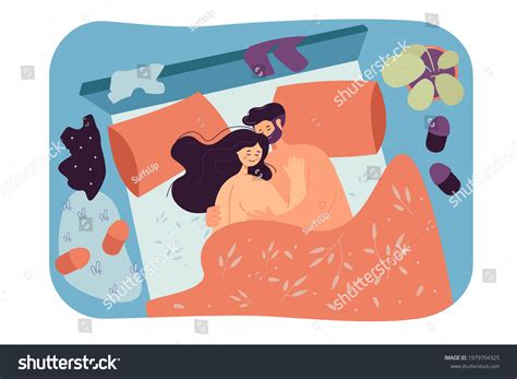 Loving Couple Lying Bed Together Flat Stock Vector Royalty Free 1979704325 Shutterstock