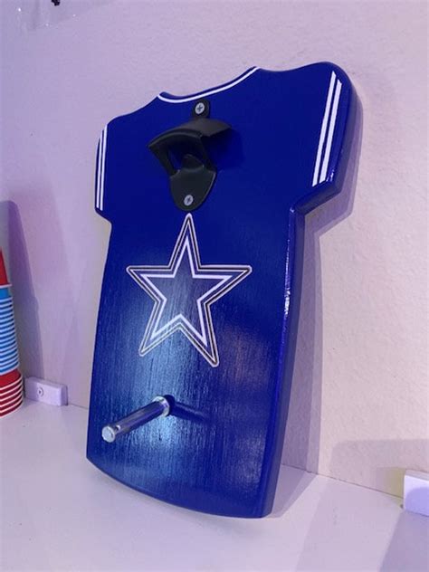 Dallas Cowboys Wall Mount Bottle Opener Custom Woodwork Etsy