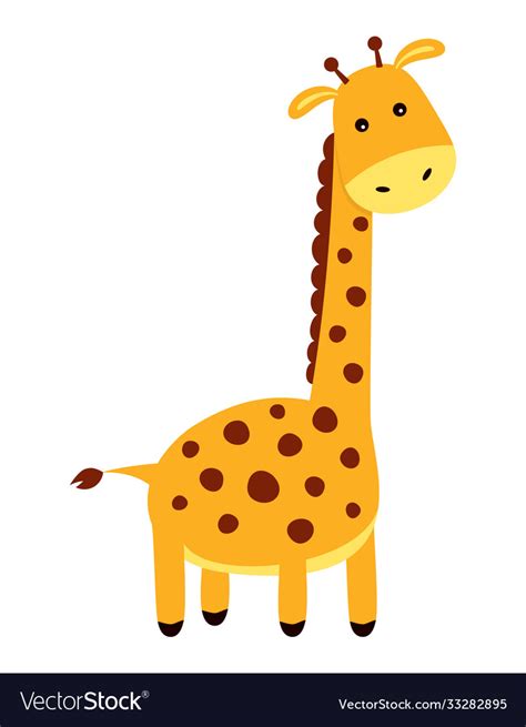 Cute Cartoon Giraffe Isolated On White Background Vector Image