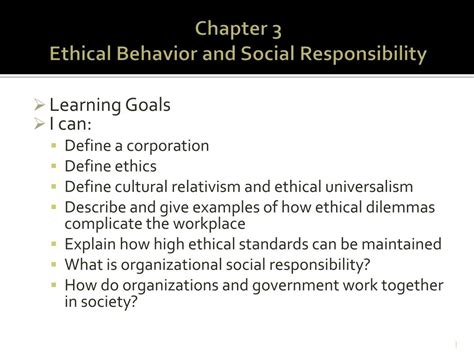 Ppt Chapter 3 Ethical Behavior And Social Responsibility Powerpoint