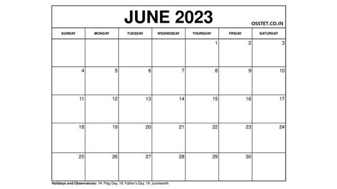 Printable June Calendar 2023 Templates With Holidays