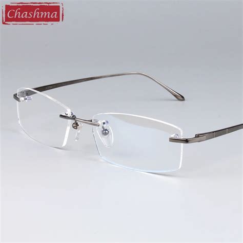 chashma eyeglasses optical frames quality frames rimless titanium spectacle frame for men and