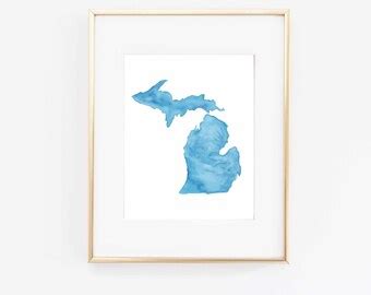 Great Lakes State Michigan Watercolor Map Art Print By Thebiglake