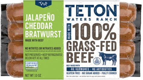 Teton Waters Ranch 100 Grass Fed Jalapeno Cheddar Beef Bratwurst 10