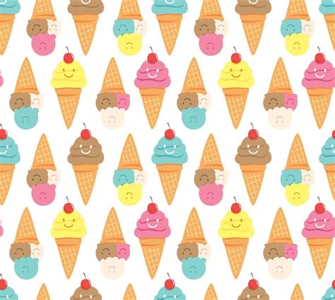 Premium Vector Ice Cream Doodle Seamless Background