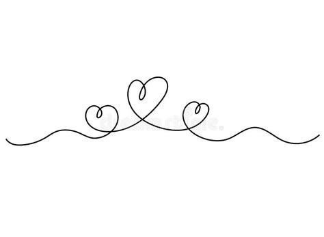 Continuous Heart Vector Illustration One Line Art Love Symbol Stock