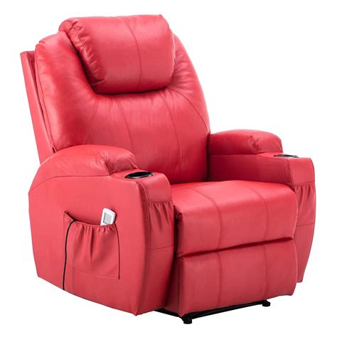 power recliner massage ergonomic sofa vibrating heated lounge chair faux leather dual cup