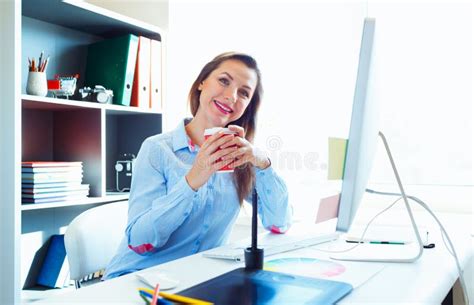 Beautiful Business Woman Working At The Home Office Stock Image Image