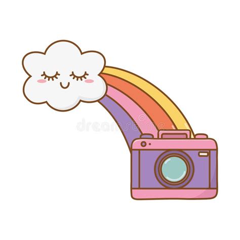 Rainbow Camera Logo On White Background Stock Vector Illustration Of