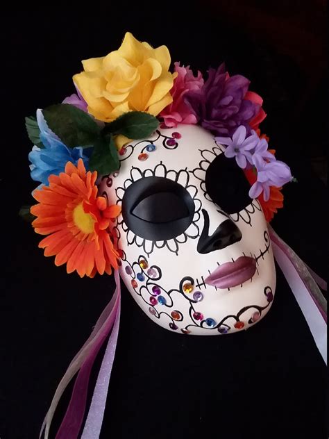 Day Of The Dead Mask Hand Painted Dia De Los Muertos Etsy