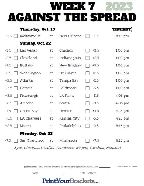 Nfl Pick Em Week 5 Printable Make As Many Copies As You Need And Pass
