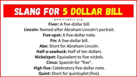 20slang For 5 Dollar Bill Their Uses And Meanings Engdic