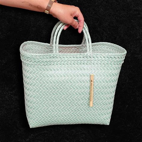 Recycled Plastic Woven Beachtote Bag Green Large Etsy