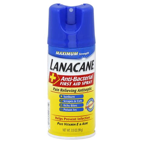 Lanacane First Aid Spray Anti Bacterial Maximum Strength 35 Oz 99 G