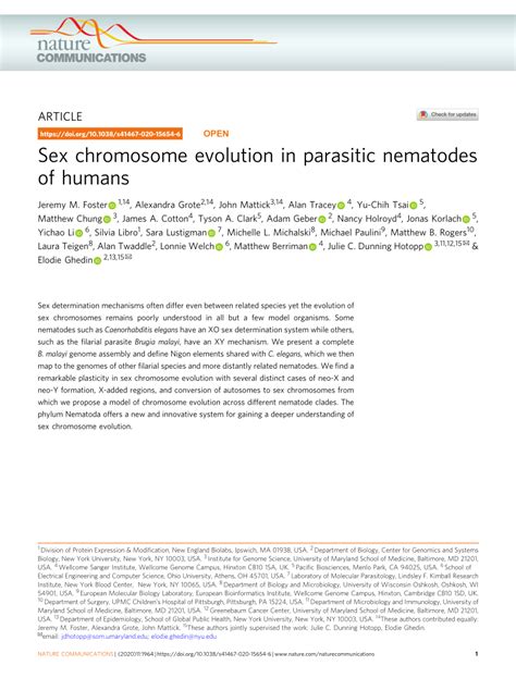 Pdf Sex Chromosome Evolution In Parasitic Nematodes Of Humans