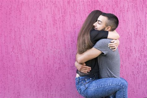 Sweet Boy And Girl Hugging Outside Stock Image Image Of Hispanic