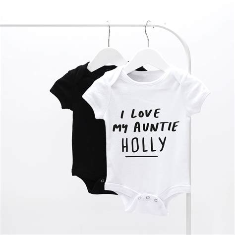 Check out these personalised baby gifts that little ones will cherish for years to come! Personalised I Love My Auntie Baby Grow By Letter Clothing ...